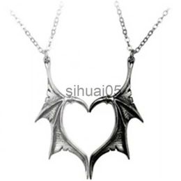 Pendant Necklaces Gothic punk Devil Wing Couple Necklace Dragon Wing Love Pendant necklace Friendship Necklace Family jewelry x1009