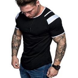 Men's T-Shirts Summer Splicing Short Sleeve Cotton T Shirt Men Casual O-Neck Hip Hop T-Shirt Male Loose Slim Fashion Tees Top249f