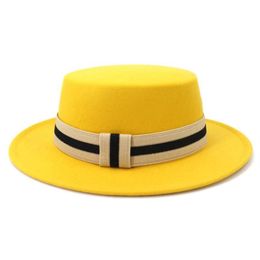 Wide Brim Hats Vintage Pork Pie Hat Men Wool Felt Fedora Black Mans Jazz Ribbon Trilby Panama Gangsters Caps Gentlemen313S