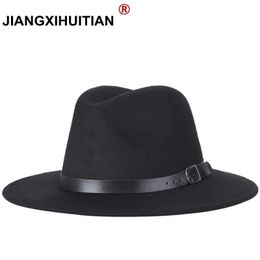 Wide Brim Hats Bucket Hats Fashion men fedoras women's fashion jazz hat summer spring black Woollen blend cap outdoor casual hat X XL 231009