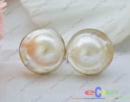 Dangle Earrings P3259 HUGE REAL 20MM WHITE SOUTH SEA MABE PEARL EARRING 925SILVER