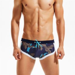 Men's Swimwear 2022 Men Tropical Plants Print Swim Shorts Gay Bikini Swimwear Man Low Rise Slip Swimsuit Sunga Briefs Bath Su289U