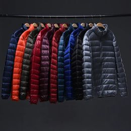 Men's Down Parkas Winter Jacket Man Ultra Light Down Jackets Men Winter Coat Ultralight Portable Stand Collar Down Parkas Windproof Overcoat 6XL 231009