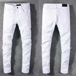 Luxurys Designer Mens Jeans Famous Dasual Design Slim-leg White Embroidery Snake Motorcycle summer trousers pencil pantsSize 29-40217m