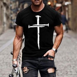 Men's T-Shirts Casual Men Tshirt All-match Jesus Christ Cross 3d Printed T-shirt 2021 -selling Short-sleeved Oversized267w