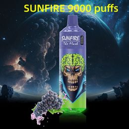 Original Sunfire 9000 puff 9k Disposable Vape E Cigarettes 0.8ohm Mesh Coil 18ml Pod Battery Rechargeable 10 Colours puff 12000 12k 7000 7k Vape Desechable