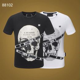 PP Fashion Men's Designer slim fit T-shirt Summer rhinestone Short Sleeve Round Neck shirt tee Skulls Print Tops Streetwear c315v