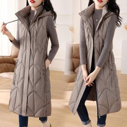 Women's Vests Waistcoat Women Down Vest Long Cotton With Detachable Hat And Fashionable For Wearing A Over 833MEI