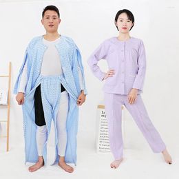 Women's Sleepwear Spring And Autumn Nursing Gown Convenient Infusion Cheque Eeucc Off Bed-Lying Elderly Warm Loungewear