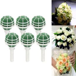 Decorative Flowers 6Pcs Bouquet Foam Holder Floral Handle Wedding Arrangement DIY Bridal Decoration Supplies