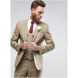 Men's Suits Handsome Groomsmen Wool Blend Groom Tuxedos Mens Wedding Dress Man Jacket Blazer Prom Dinner (Jacket Pants Tie Vest) A82