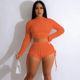 Women's Tracksuits Sexy Hollow Out Plaid Two Piece Set Women Long Sleeve Bandage Crop Top Shorts Suit Lace-up Club Outfits Matching Sets