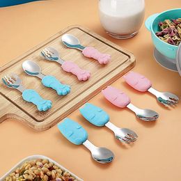 Cups Dishes Utensils Children Learn To Eat Training Tableware Baby Cute Stainless Steel Spoon Fork Toddler Kicthen Utensils Bebe Gadgets Spork Foon 231006