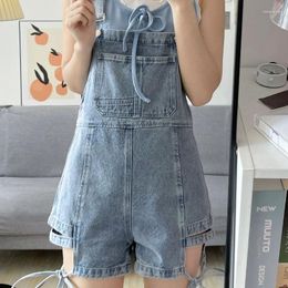 Women's Jeans Blue Denim Jumpsuit Shorts Summer Playsuit Rompers Vintage Overalls Cargo Pants For Girl Teenage Student Clothes