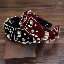 Hair Clips Luxury Crystal Pearl Velvet Headbands Handmade Big Bow Rhinestone Hairband For Women Wedding Jewellery