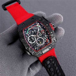 Desginer Mechanical Automatic Watch wine Fibre red multifunctional black technology carbon mechanical LY