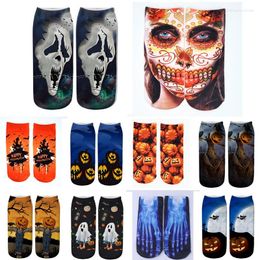 Women Socks Funny Halloween Party 3D Skeleton Pumpkin Printed For Kawaii Low Ankle Cotton Casual Creative Happy Calcetines