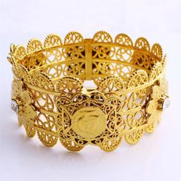 New Luxury Women Big Wide Bangle 70mm CARVE THAI BAHT Gold GP Dubai Style African Jewellery Open Bracelets With CZ For Middle2139