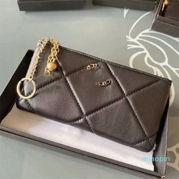2023-Women Luxury Brand Handheld Bag Zero Wallet Small Lambskin Metal Chain Mobile Phone Bag Portable High 18cm