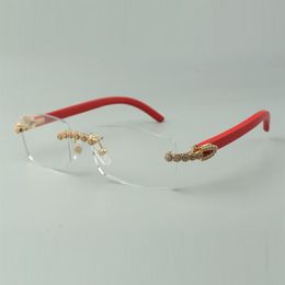 Designer bouquet diamond glasses Frames 3524012 with red wood temples and 56mm lens230n