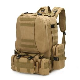 Outdoor Bags 55L Tactical Backpack 4 in 1 Mens Military Molle Sport Bag Hiking Climbing Army Rucksack Waterproof Assault Pack mochila 231009