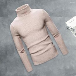Men's Sweaters High Collar Sweater Stylish Turtleneck Slim Fit Ribbed Pullover Tops For Autumn/winter Solid Colour Knitting Long