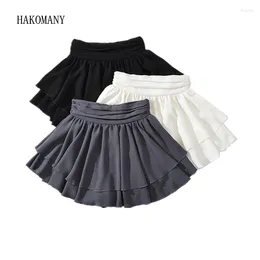 Skirts 2023 Fashion Ruched High Waist Ruffles Swing Mini With Bud Shorts Underwear Lining Skater