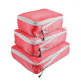 Storage Bags 3pcs/Set Packing Cubes For Travel Suitcases Organiser Large Capacity Luggage Organisers Shoe Clothes Makeup Pouch