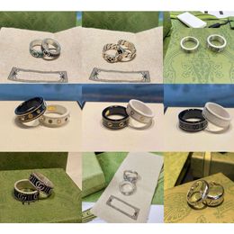 Designer Rings Women 925 Sterling Silver Coil Ring Men And Women's Double Enamel Tiger Head Black Ceramic Band Rings