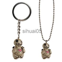 Pendant Necklaces Halloween Punk Voodoo Doll Necklace Keychains Fun Voodoo Doll Pendant Keychain Necklace For Women Men Jewellery Decoration Gifts x1009