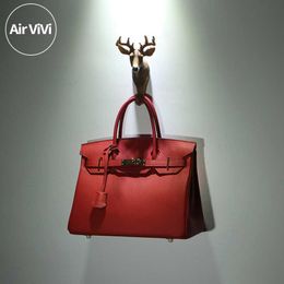 Seven Designer Handbag Leather Bridal Bag Big Red Women's Bag Top Layer Cowhide Bag Wedding Bag
