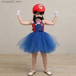 Theme Costume Anime Super Bros Come for Kids Halloween Party Dresses Luigi Brothers Cosplay Clothes Girls Fancy Tutu Dress Children Vestido Q240307