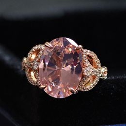 Cluster Rings 100% 925 Sterling Silver Natural Stone Ring Romantic 10ct Morganite Diamond Wedding Party For Women Solid Fine Jewel293V