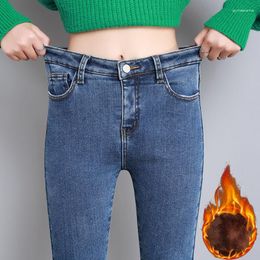 Women's Jeans Women Thermal Denim Skinny Stretch Warm Lamb Fleece Lady Plus Size Pencil Trousers Oversized High Waist Winter Plush