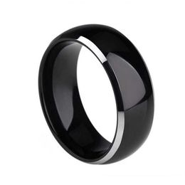 6mm 8mm Black Inlay Tunsten Rings Glossy Comfort Fit Engagement Wedding Band 6-14#250Q