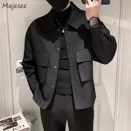 Men's Jackets Jackets Men Autumn Pockets Turn-down Collar Skinny Fashion Outwear Plus Size Streetwear Arrival BF Clothing Cazadora Hombre 231009