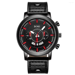 Wristwatches Arrival Fashion Men Calendar Watches Top Brand SOKI Luxury Mens Quartz Analogue Date Watch 100pcs/lot