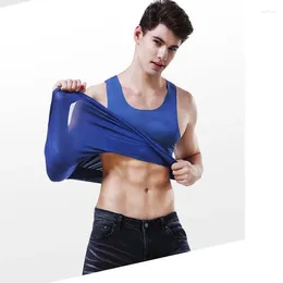 Undershirts Mens Undershirt Seamless Vest Tops Ultra Thin Gym Sports Muscle Shirt Ice Silk Underwear Sleevelss Tank L-3XL