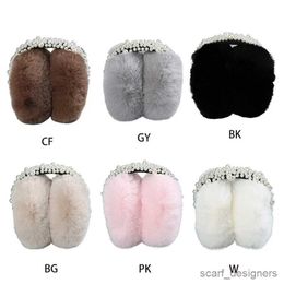 Ear Muffs Winter Faux Adjustable Earmuffs Cute Knit Fuzzy Ear Muffs Women Girls Outdoor Ear For Kids Elegant Bead R231009