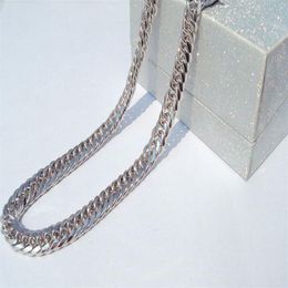 Heavy MENS 24K REAL SOLID WHITE GOLD FINISH THICK MIAMI CUBAN LINK NECKLACE CHAIN2440