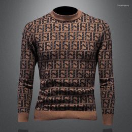Men's Sweaters High Quality Geometric Printed Sweater Autum Winter Fashion Luxury Knitted Casual Slim Fit Warm Woollen Pullovers
