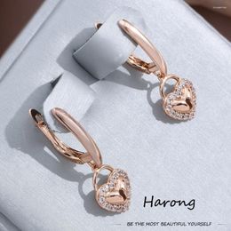 Dangle Earrings Harong Creative Lock Heart Drop 585 Rose Gold Colour Copper Jewellery Gifts For Women Ear Ring Gift