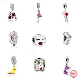 Loose Gemstones 2023 Flamingo Love Flowers Duck High Heels Charm Bead Fit Original Bracelet Silver 925 DIY Jewellery Women Gift