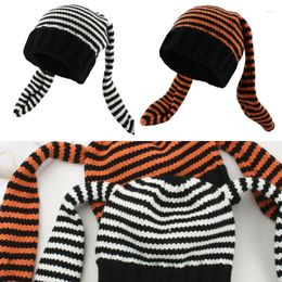 Berets Y2K Crochet Stripe Hat Winter Knit Beanie Cap With Long Cosplay Party For Teens Adult Universal Headdress