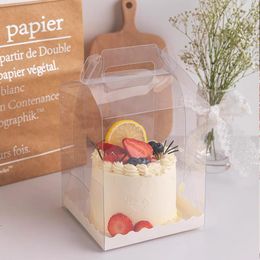 Gift Wrap 5Pcs Birthday Cake Box Transparent Bakery Boxes Handle Packaging Dessert Cupcake Wedding Container