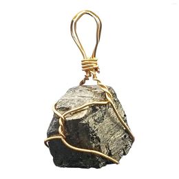 Decorative Figurines Novelty Natural Pyrite Stone Jewelry Necklace Pendant Decor Irregular