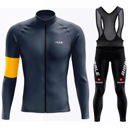 Cycling Jersey Sets HUUB Man Long Sleve Set Uniforms Men Sleeve Clothes Pants Equipment Wear Autumn Clothing Mens Skinsuit Bike 231009