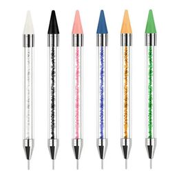 Dotting Tools 50pcsset Dualended Picker Pen Bulk Wholesale Crystals Gems Wax Pencil Nail Art Decoration 231007