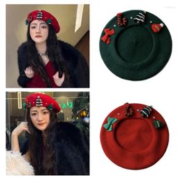 Berets Girls Woman Christmas Theme Artist Painter Hat Adult Adjustable French Polyester For Camping Shopping