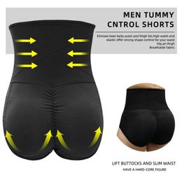 Men High Waisted Tummy Control Brief Panties Slimming Body Shaper Shorts Butt Lifter Shapewear Fitness Shaping Underwear Plus Size308q